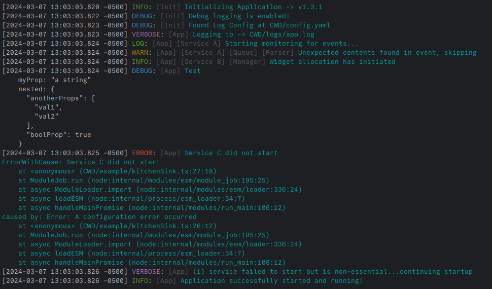 example log output