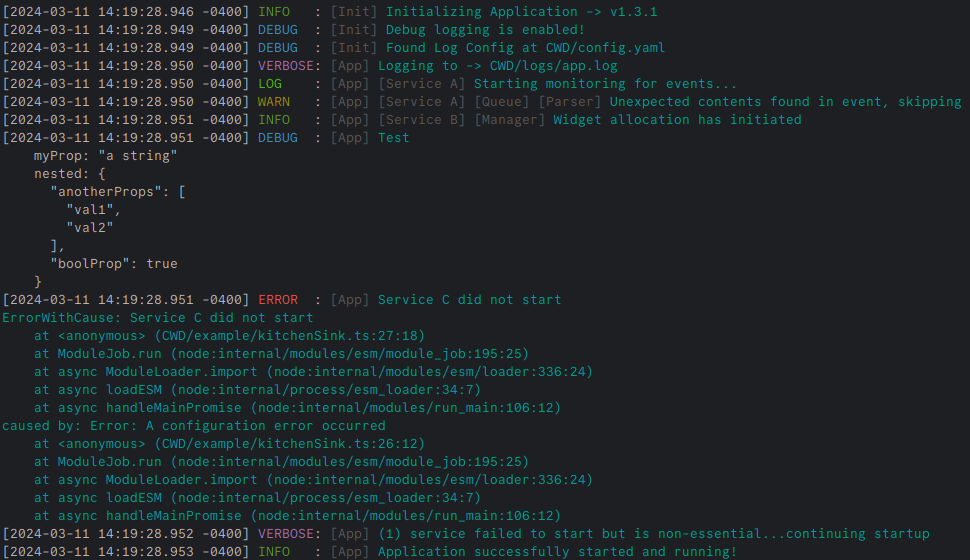 example log output